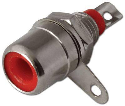 RCA-kontakt med mutterfäste röd