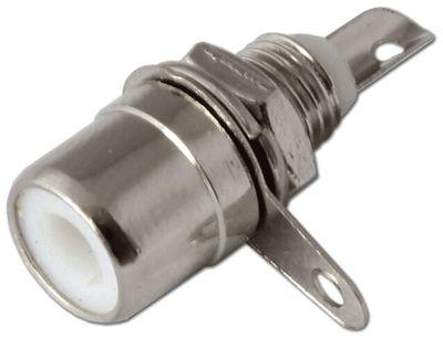 RCA-chassikontakt med mutterfäste vit *