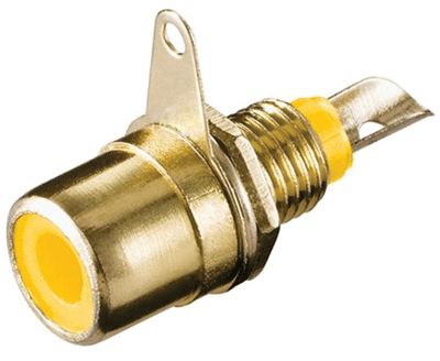 RCA-chassikontakt med mutterfäste, förgylld gul *
