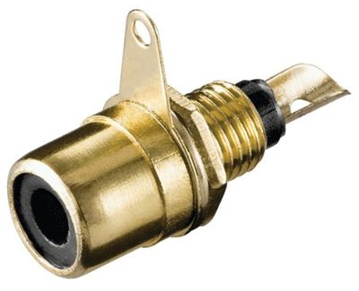 RCA-chassikontakt med mutterfäste, förgylld svart