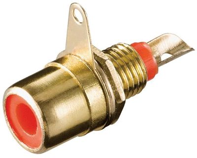 RCA-chassikontakt med mutterfäste, förgylld röd