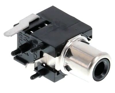 RCA-chassikontakt för kretskort/vinkel svart (4890.2250) *