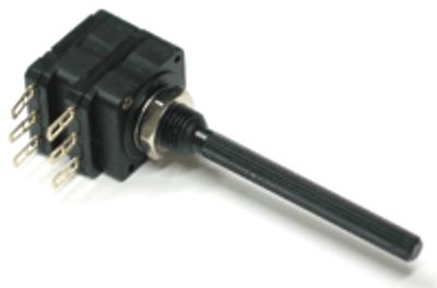 Kolpotentiometer 4mm stereo, 2x470kohm linjär Kolpotentiometer 4mm stereo, 2x470kohm linjär