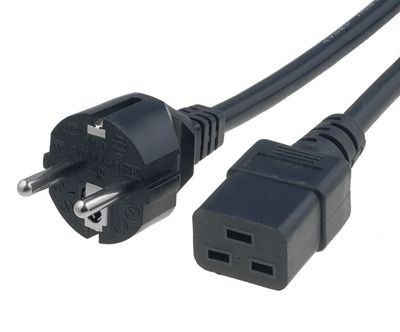 Kopplingskabel Schuko/C19 svart 3m