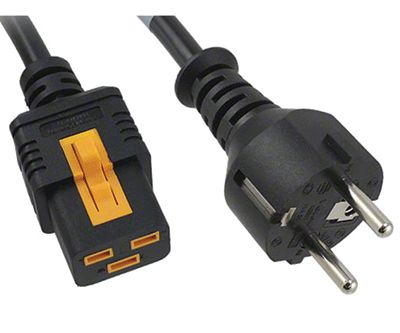 Panelanslutningskabel med låsning Schuko/C19 svart 2m *