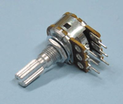 Kolpotentiometer kretskort 6mm stereo 2x5kohm logaritmisk