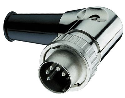 DIN-kontakt med vinklad bajonettlåsning hane 5-polig 45°