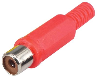 RCA-förlängningskontakt hona plast röd