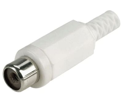 RCA-förlängningskontakt hona plast vit