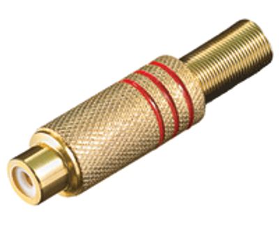 RCA-förlängningskontakt förgylld metall röd