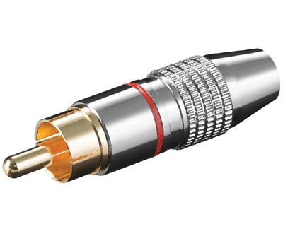 RCA-kontakt hane metall/guldfärgad röd