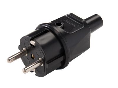 Jordad (Schuko) nätkontakt IP44 svart