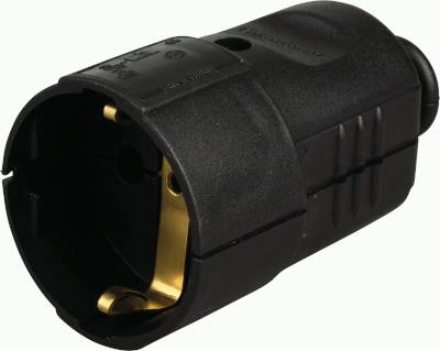Schuko-förlängningskontakt (CEE 7/3) 250Vac 16A svart