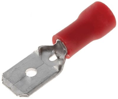 Plattanslutning 6,3x0,8mm hane röd 0,5-1,5mm²