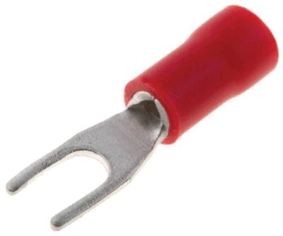Gaffelkontakt 3mm röd 0,5-1,5mm²