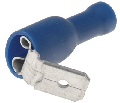 Isolerad plattkontakt med grenuttag 6,3x0,8 mm hane/hona blå 1,5-2,5 mm²