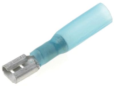 Plattanslutning med krympslang 6,3x0,8 mm hona blå 1,5-2,5 mm²
