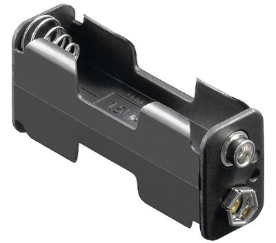 Batterihållare med tryckknappskontakt 2xAA/R6