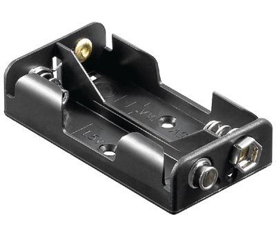 Batterihållare med tryckknappskontakt 2xAA/R6