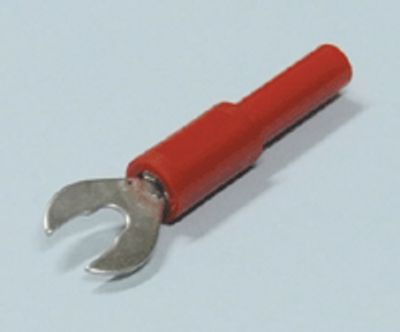 Gaffelkontakt för 4 mm banankontakt 4 mm/6 mm röd