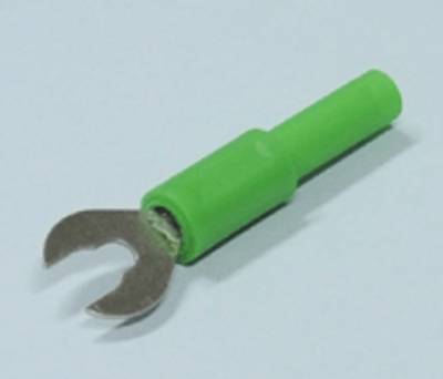 Gaffelkontakt 4 mm för banankontakt 4 mm/6 mm grön