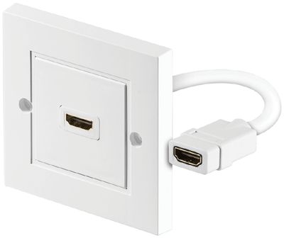 HDMI-monteringsplatta 1-del vit (infällbar)