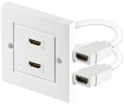HDMI-monteringsplatta 2-delad vit (infällbar)