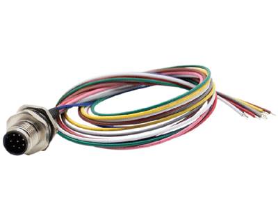Sensoranslutning M12 husskontakt med kablar 8-polig hane (205-01175)