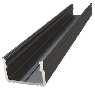Aluminiumprofil för LED-ljusslingor 12mm svart 1m