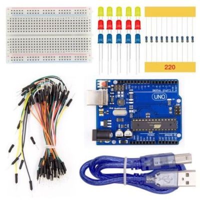 Arduino Uno (Rev.3) mikrokontrollkort och tillbehörssats