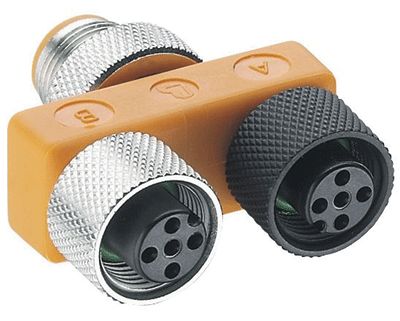 Förgreningskontakt för M12-sensoranslutningar 5-polig hane/2x hona (ASBS 2 M12-5)