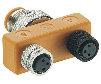 Förgreningskontakt för M12/M8-sensoranslutningar 4/3-polig M12-hane/2xM8-hona