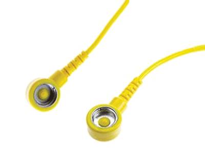 Jordningskabel 10 mm med tryckknappskontakter 0,5 m gul