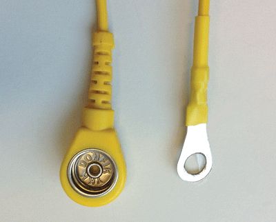 Jordningskabel 10mm tryckknappskontakt/M5-ringkontakt 5m gul