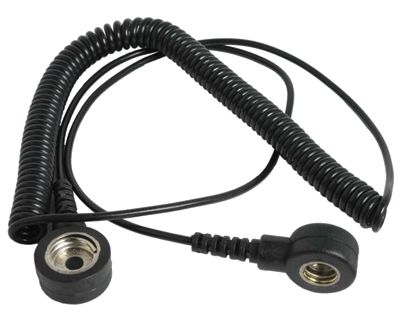 Jordningskabel 7mm/10mm med tryckknappskontakter 3,6m svart