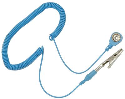 Jordningskabel skruv 10mm tryckknapp/4mm banankontakt 3m blå