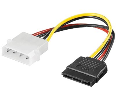Strömadapterkabel SATA-hona/PC-ström 4-pol hane 0,13m