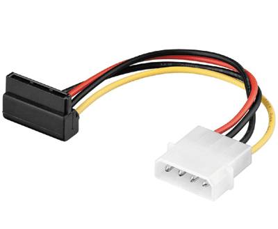 Anslutningskabel serial-ATA (SATA) vinklad/PC-strömkontakt 4-polig 0,13m