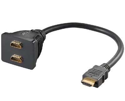 HDMI-splitter 1xIN / 2xOUT svart 0,2m