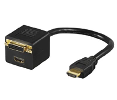 HDMI/DVI+HDMI-splitter HDMI-IN / DVI+HDMI-OUT svart 0,2m
