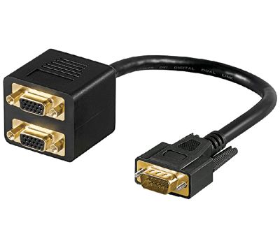 VGA-splitter 1xIN/2xOUT svart 0,2m *