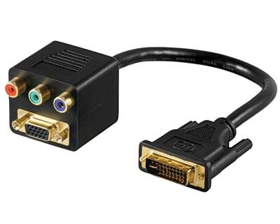 DVI/VGA+RGB-splitter DVI-IN / VGA+RGB-OUT svart 0,2m *