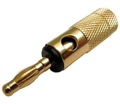 Bananplugg 4mm förgylld skruvanslutning svart (GA-118B)