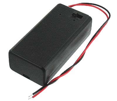 Batterifack med kablar/strömbrytare 6F22/6LR61/PP3