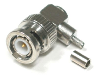 BNC-kontakt, vinklad, klämma, RG-174U