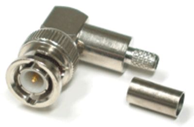 BNC-kontakt, vinklad, klämma, RG-59U