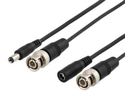 BNC-anslutningskabel med DC-spänningsanslutning 75 ohm 5 m