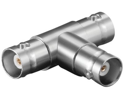 BNC-T-kontaktadapter 50 ohm hona/hona/hona