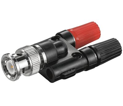 Adapterkontakt BNC-hane / 2 x 4 mm polskruv