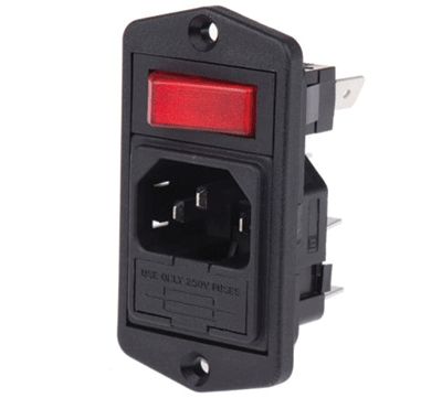 Anslutningspanel med säkringshållare / 1-polig strömbrytare med kontrollampa